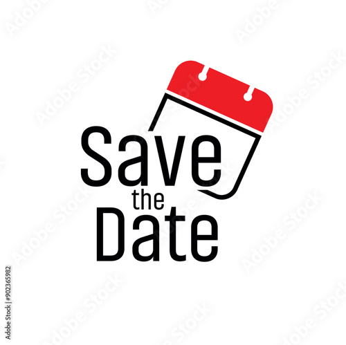 save the date sign on white background	