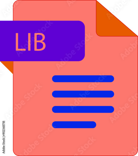 LIB File icon with folded style document