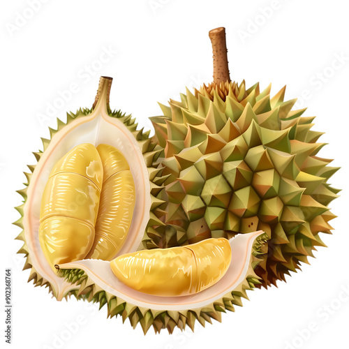 durian fruit isolated on transparent background photo