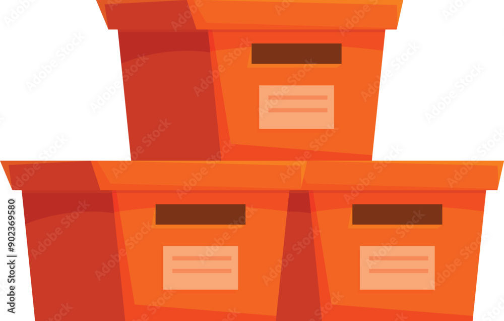 Three cardboard boxes are stacked, suggesting organization for moving or storage Three cardboard boxes are stacked, suggesting organization for moving or storage