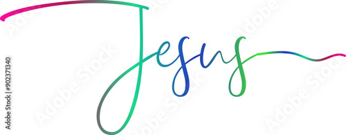 Jesus. Hand-drawn lettering. Christian quote. Solid outlines isolated in white. Black calligraphy. typography design for poster, t-shirt