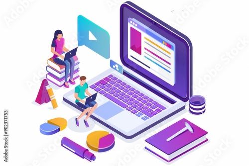 Online Education and Learning with Laptop and Students