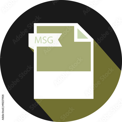 MSG File format icon and black shadow circular shape