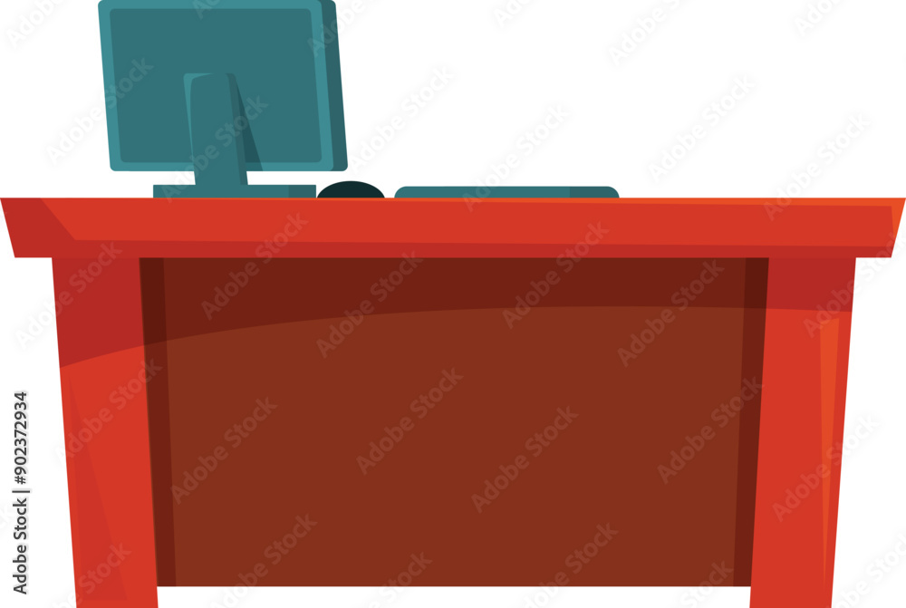 Classic office desk with a computer on it, perfect for illustrating workspaces and productivity Classic office desk with a computer on it, perfect for illustrating workspaces and productivity