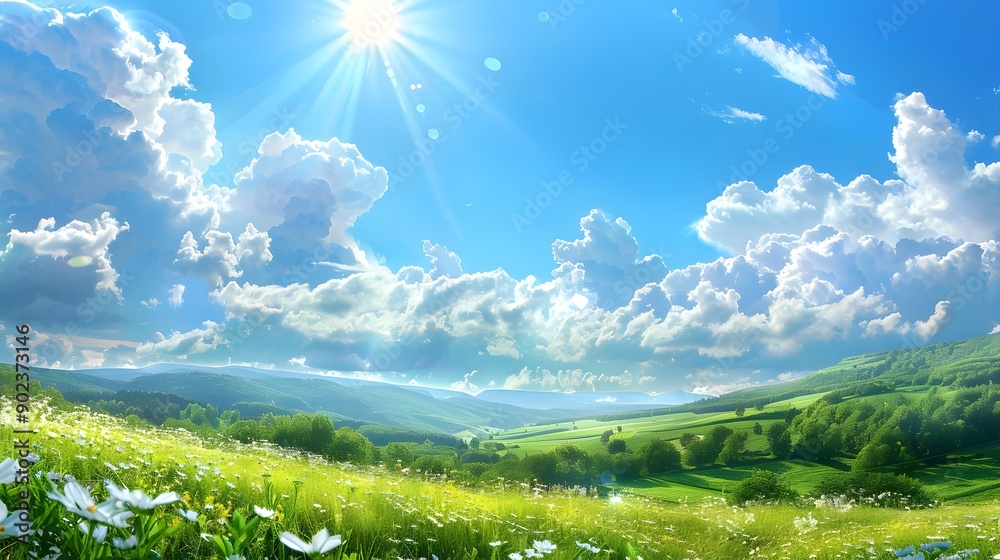 A day of bright blue skies with fluffy A day of bright blue skies with fluffy