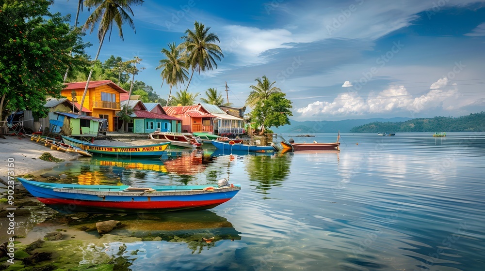 The village is a picturesque colorful island picture The village is a picturesque colorful island picture