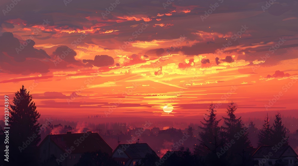 Fototapeta premium At sunset soft pinks and oranges fill