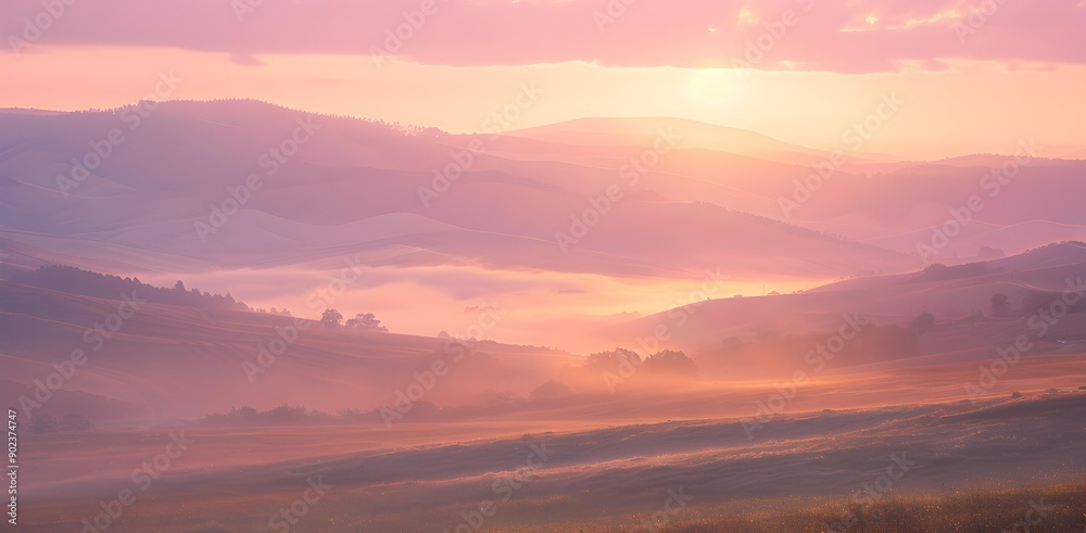 Dawn over the hills as the suns rays Dawn over the hills as the suns rays