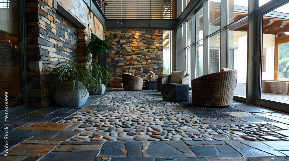 Fototapeta premium Interior multi-colored stones are used in the interior