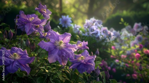 Clematis violet has blossomed in the garden img
