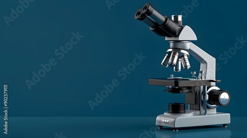 close up microscope with blue background