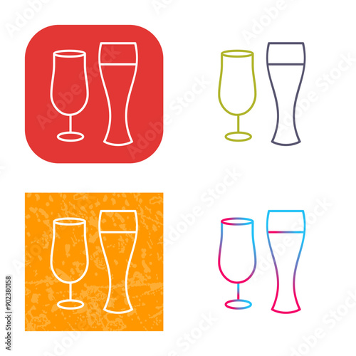Unique Beer Glasses Icon Design