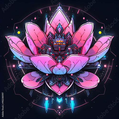 Wallpaper Mural Lotus Flower Buddhism mecha robot illustration Torontodigital.ca