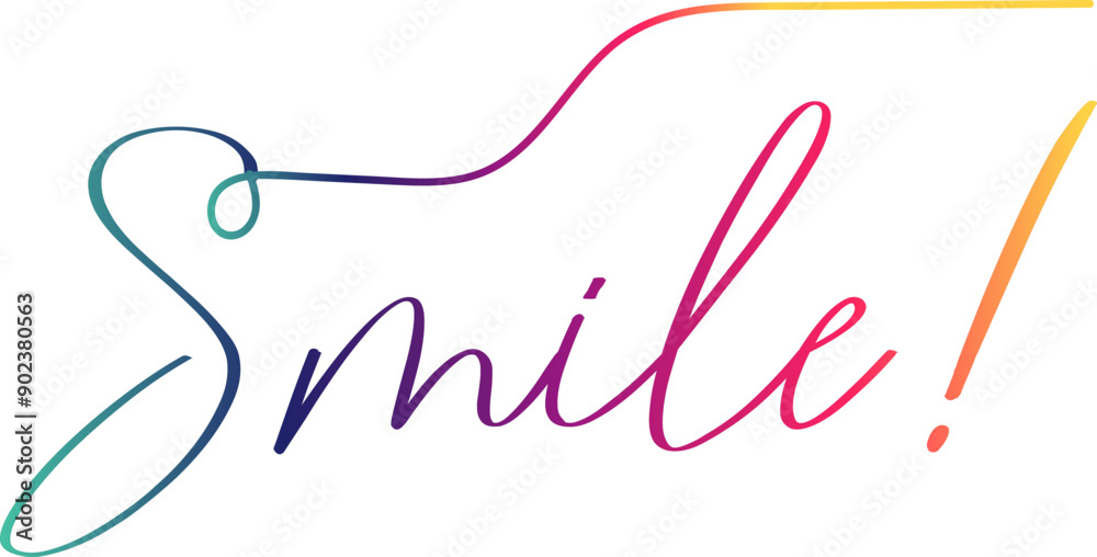 Fototapeta premium gradient text smile word - continuous one line with word. Minimalistic drawing of phrase illustration