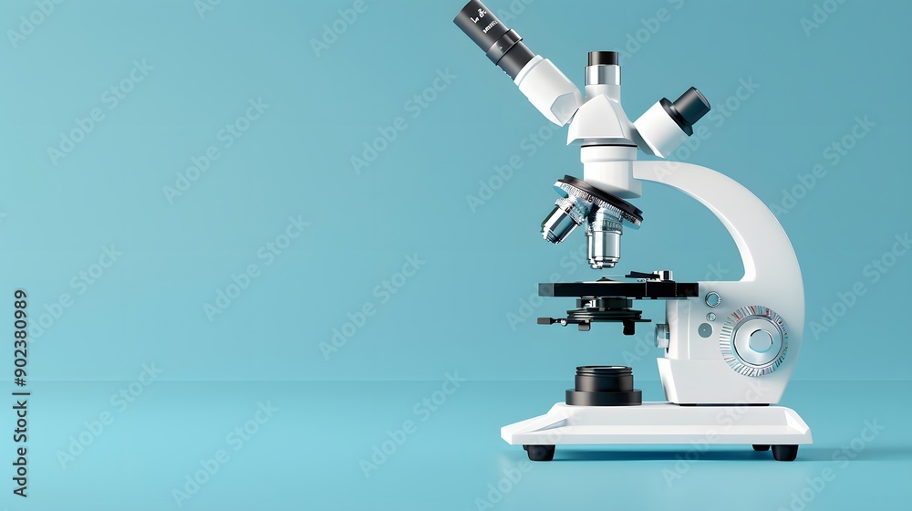 close up microscope with blue background