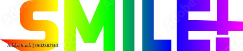 gradient text smile word - continuous one line with word. Minimalistic drawing of phrase illustration