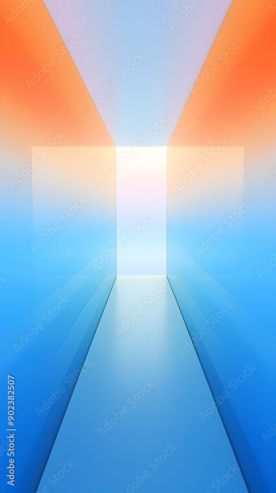 Obraz premium Digital gradient blue orange white glass geometric background with generative
