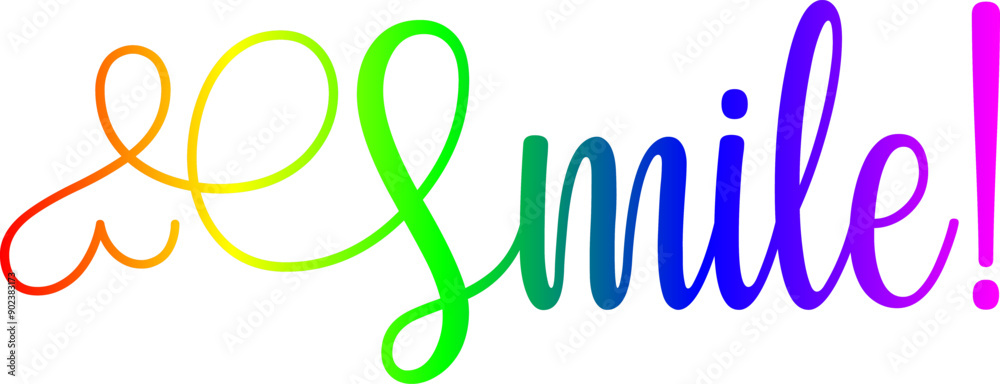 gradient text smile word - continuous one line with word. Minimalistic drawing of phrase illustration gradient text smile word - continuous one line with word. Minimalistic drawing of phrase illustration