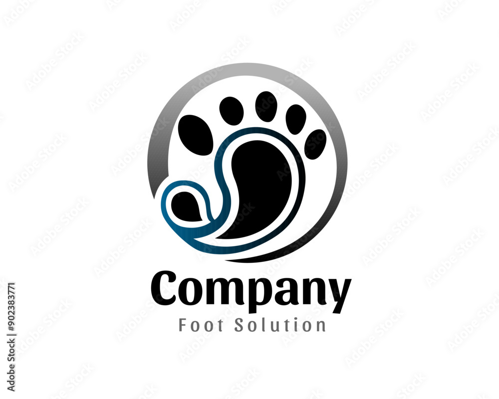 Obraz premium circle foot print logo design template