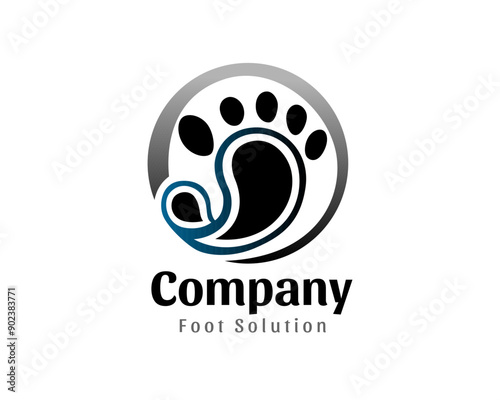 circle foot print logo design template