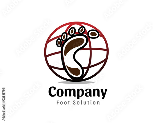 foot print step world logo design template