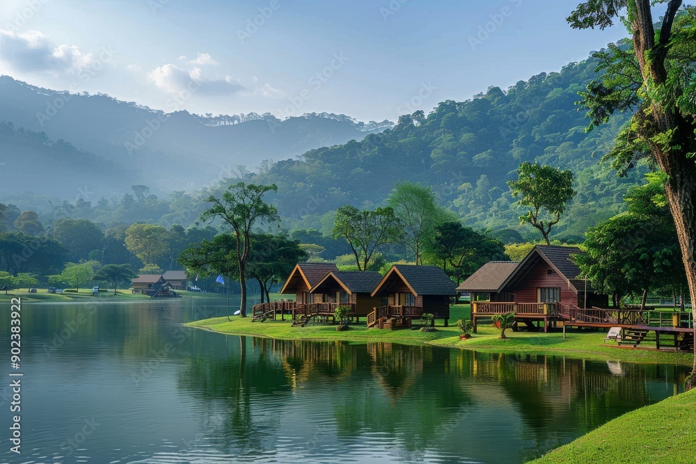 Mountain Lake Retreat with Cozy Cabins Mountain Lake Retreat with Cozy Cabins