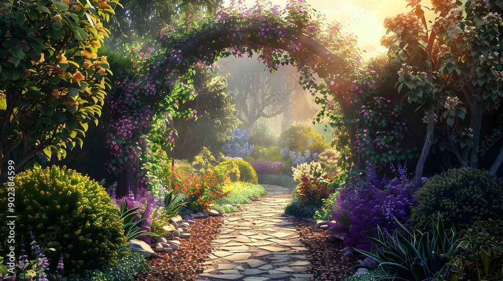 Fototapeta premium Decorative arch covered with climbing plants
