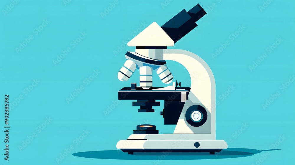 close up microscope with blue background