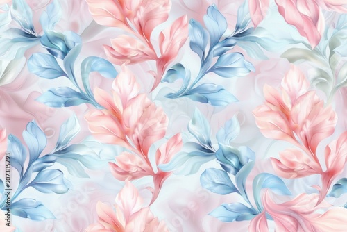 Seamless pattern with flowing organic lines in soft pastel colors. in watercolor style