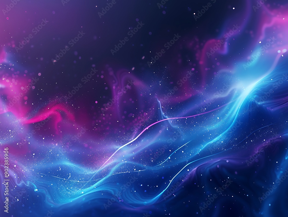 An enchanting cosmic abstract design with deep blue fading into light purple, highlighted by neon streaks and soft glowing particles, capturing the essence of cosmic beauty. An enchanting cosmic abstract design with deep blue fading into light purple, highlighted by neon streaks and soft glowing particles, capturing the essence of cosmic beauty.