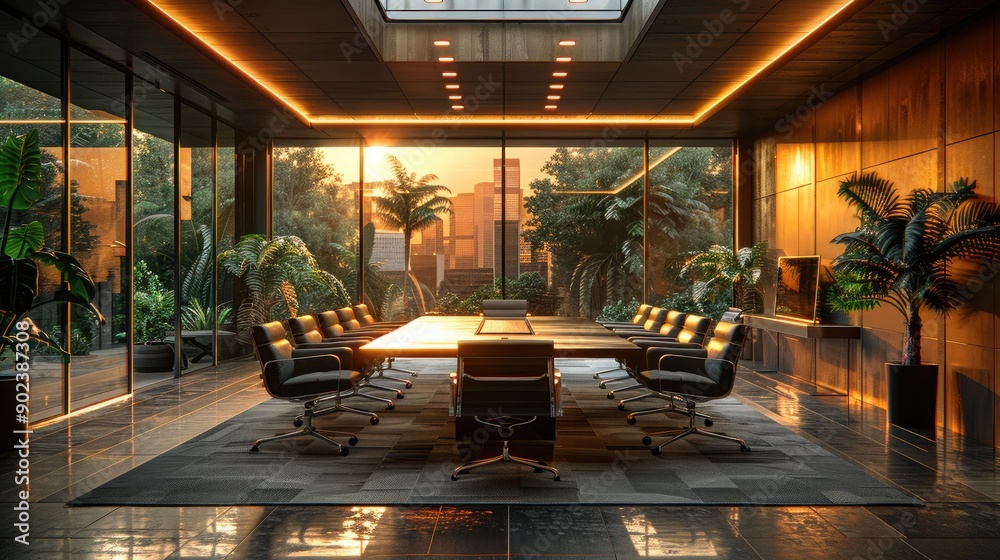 Ultra-Sharp Image of a High-Tech Meeting Room Featuring Holographic Displays Ultra-Sharp Image of a High-Tech Meeting Room Featuring Holographic Displays