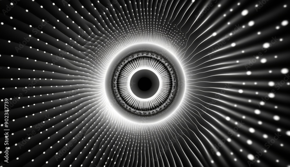 Digital Vision: Binary Vortex Forms Eye of Artificial Intelligence Digital Vision: Binary Vortex Forms Eye of Artificial Intelligence