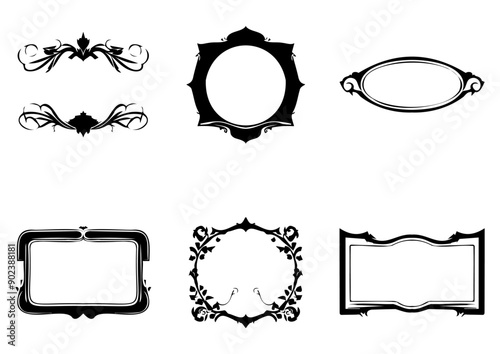 Elegant Vintage Frame Designs In Different Shapes As Ornate Vector Collection For Cards, Posters, Backgrounds, and Brochures