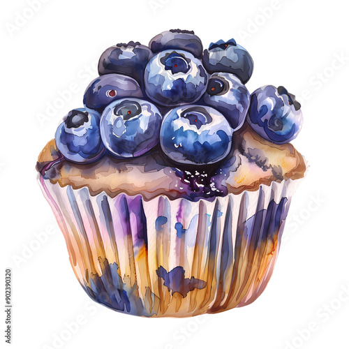 A scrumptious cupcake topped with fresh blueberries rests on a soft muffin base, showcasing vibrant colors and tempting textures that invite a delightful taste experience