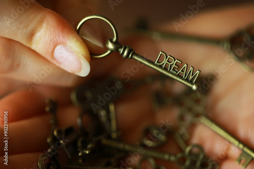 Hand Holding Vintage Key with 