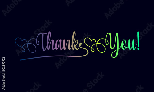 Wallpaper Mural 3d text gradient, Thank you poster with spectrum brush strokes on white background. Colorful gradient brush design. Vector paper illustration Torontodigital.ca