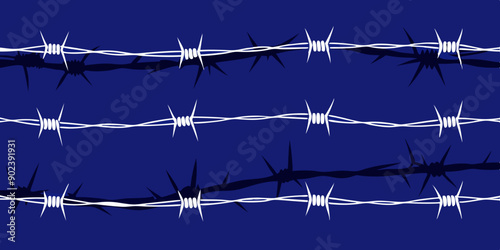 the silhouette of the barbed wire, seamless pattern