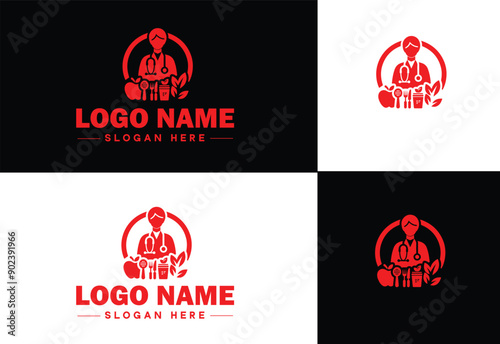 Dietician icon Nutritionist Nutritional therapist Dietary consultant flat logo sign symbol editable vector