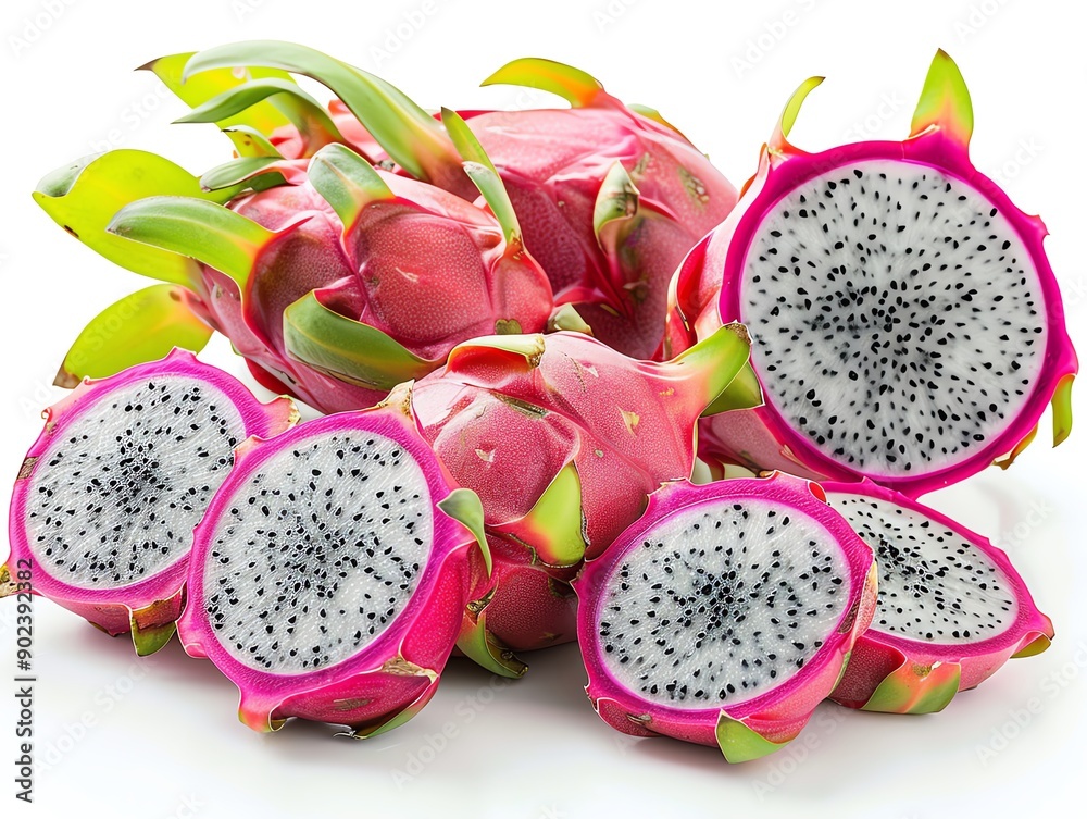 a group of dragonfruits on white background a group of dragonfruits on white background