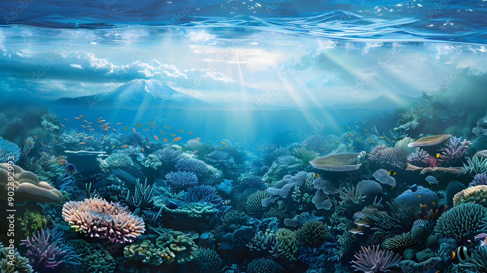 Fototapeta premium Colorful and beautiful coral reefs under the ocean