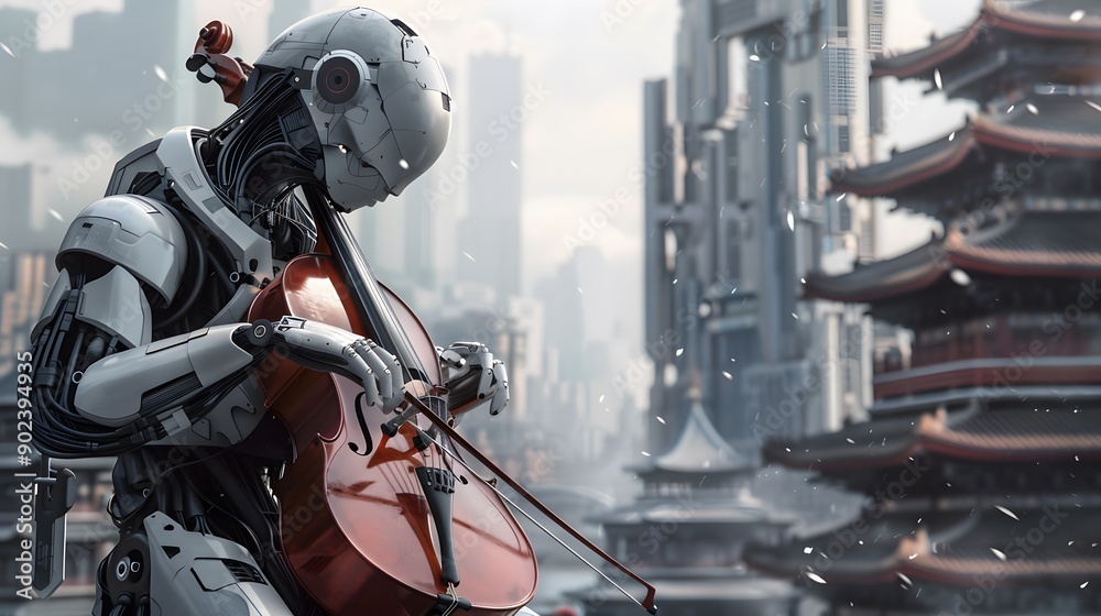 Intelligent robot plays cello, intelligent art Intelligent robot plays cello, intelligent art