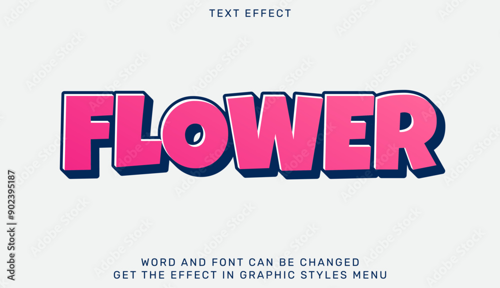 Flower text effect template in 3d design Flower text effect template in 3d design