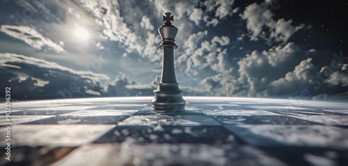 Chess pieces and high-rise buildings