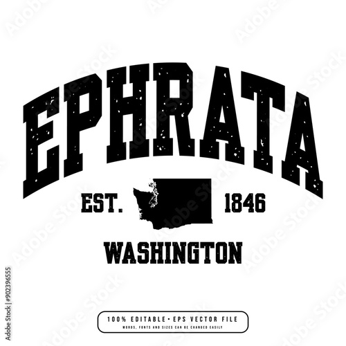 Ephrata text effect vector. Editable college t-shirt design printable text effect vector photo