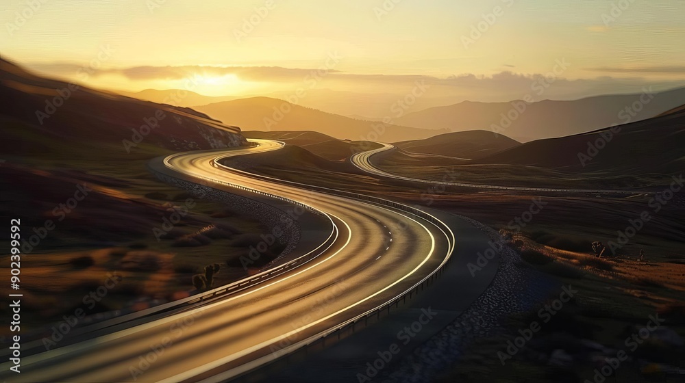 A scenic winding road in the mountains at sunset, capturing the serene beauty of nature and adventure, ideal for travel and landscape themes. A scenic winding road in the mountains at sunset, capturing the serene beauty of nature and adventure, ideal for travel and landscape themes.