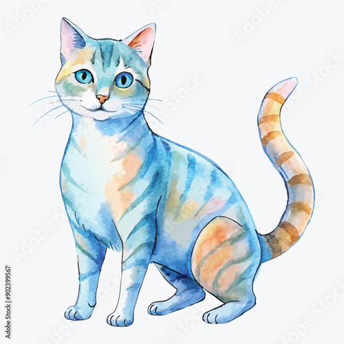 Charming Watercolor Cat Illustration vector