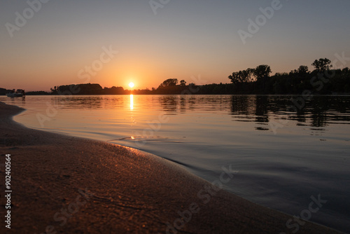 Po river sunset beach reflection water characteristic