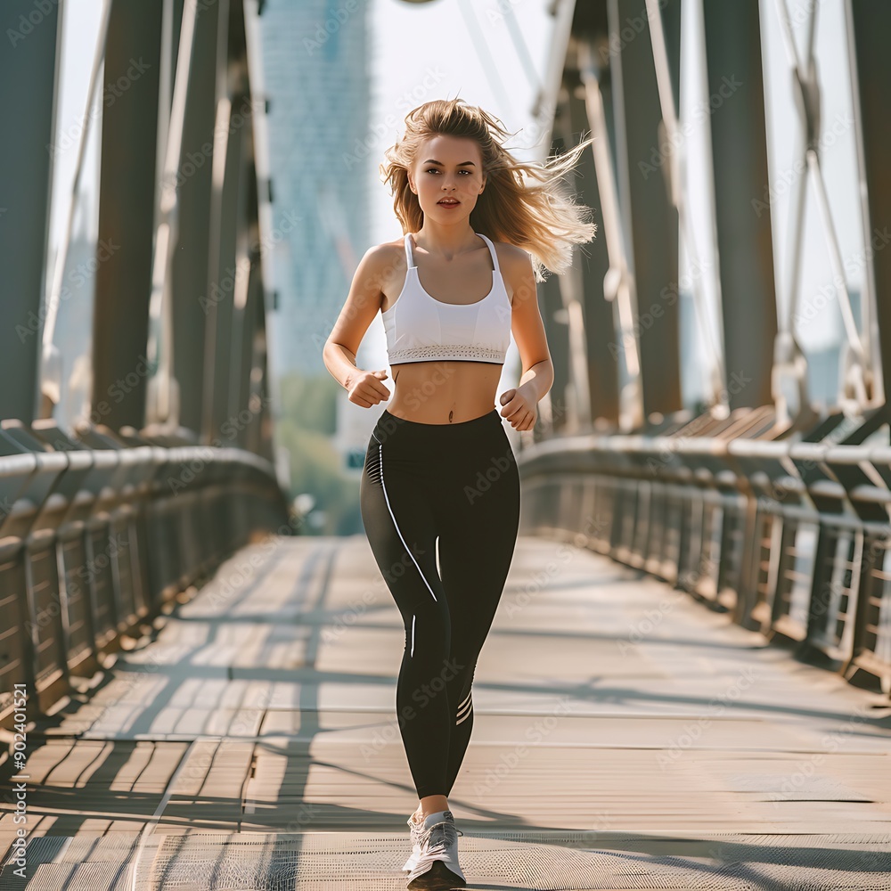 Woman practicing jogging on the Brooklyn bridge
Woman practicing jogging on the Brooklyn bridge