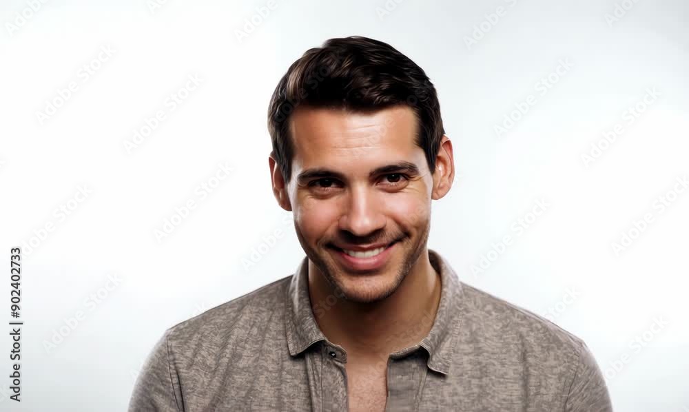 Portrait of a handsome young man smiling against a white background. Portrait of a handsome young man smiling against a white background.