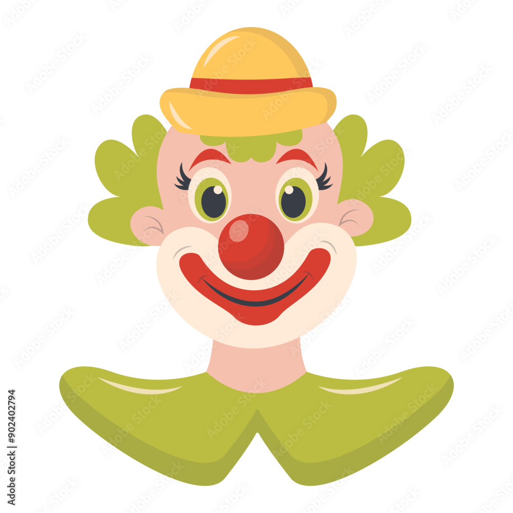Cartoon Clown Mask Illustration on White Background. Vector Clipart in Cute Design. Cartoon Clown Mask Illustration on White Background. Vector Clipart in Cute Design.